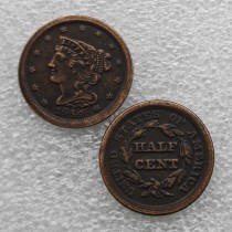 1846 Braided Hair Half Cent  Copy Coin commemorative coins