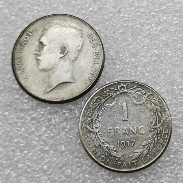 1917,1918 Belgium 1 Francs French Legends Copy Coins