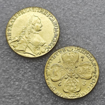 1763,1773 RUSSIA 5 ROUBLES Gold Copy Coins