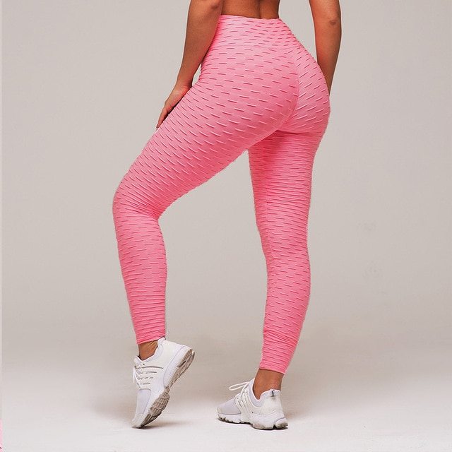 Women Pink High Waist Fitness Breathable Leggings