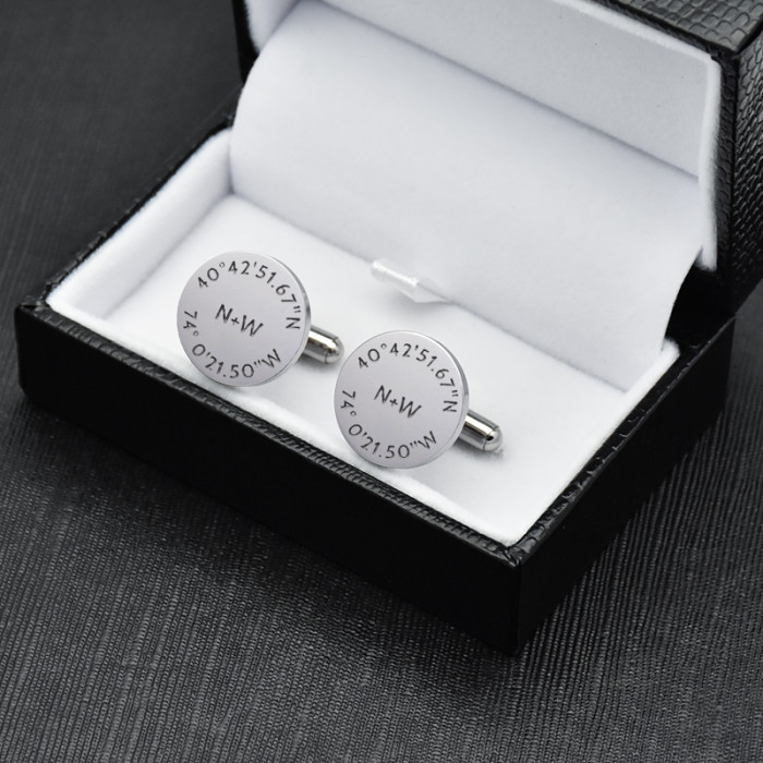 Personalized Latitude Longitude Cufflinks Make My Own Cufflinks Gift for Men