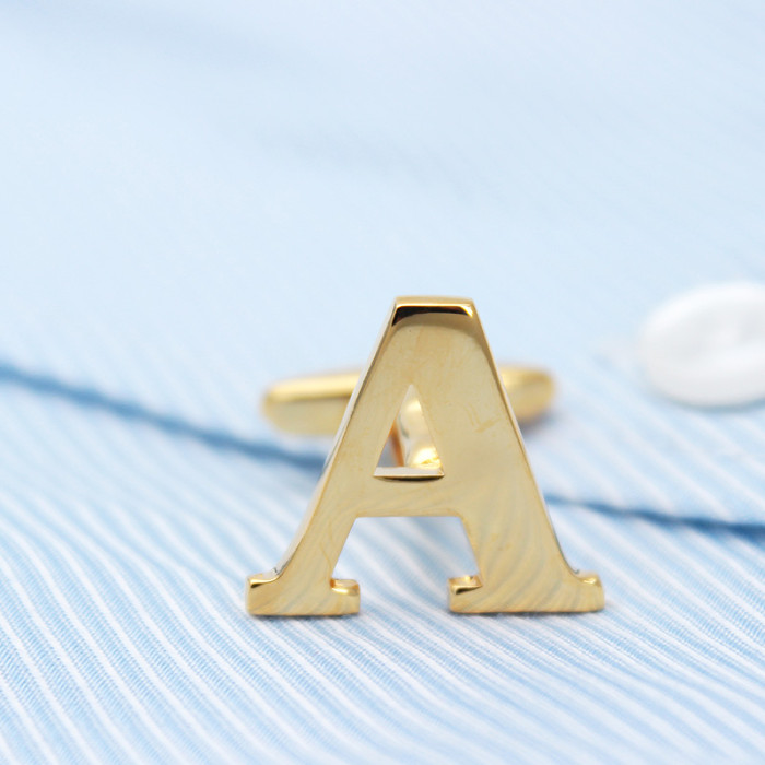 Golden Alphabets Cufflinks Letters Cufflinks Name Cufflinks Gift for Men
