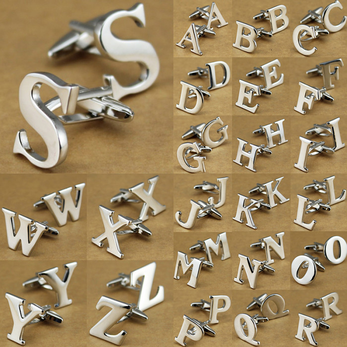 Silver Alphabets Cufflinks Letters Cufflinks Name Cufflinks Gift for Men