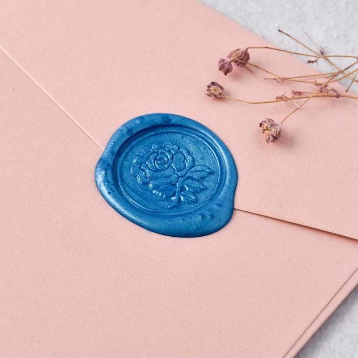 Blue Rose Wax Seal Stamp Rose Sealing Wax Stamp Kit Personalized Brass Stamp