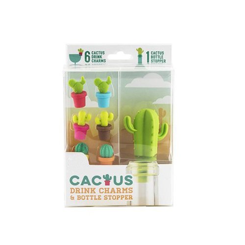 Cactus Wine Markers And Stopper Set