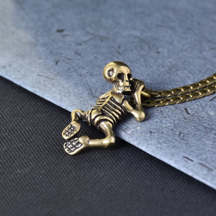 Bronze Skeleton Figures Necklace
