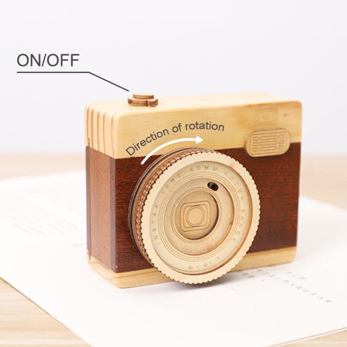 Wood Camera Music Box