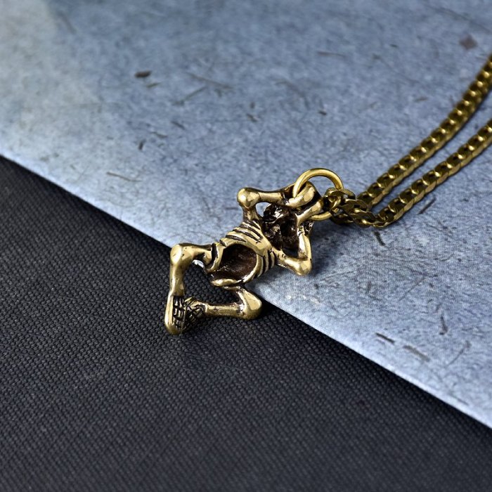 Bronze Skeleton Figures Necklace