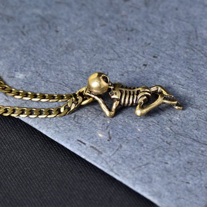 Bronze Skeleton Figures Necklace