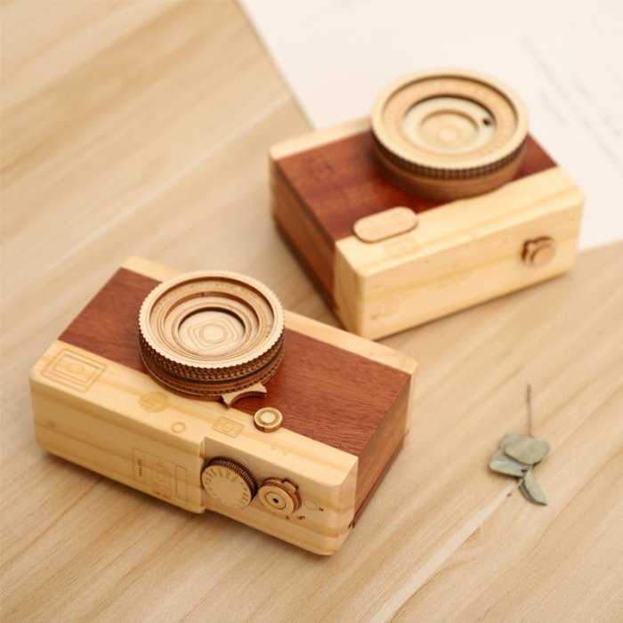 Wood Camera Music Box