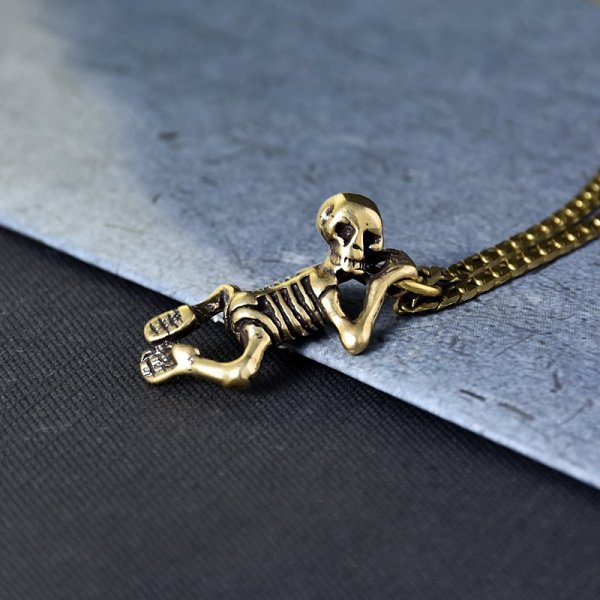 Bronze Skeleton Figures Necklace