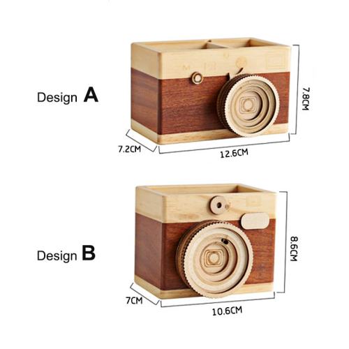Wood Camera Pen Container