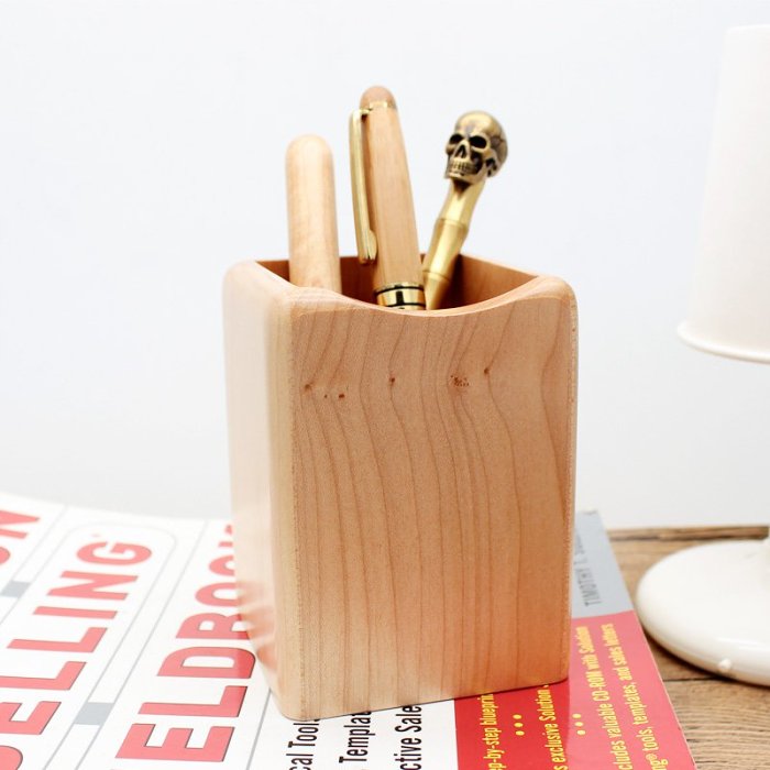 Simple Design Wood Pen Container