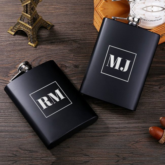 Personalized Square Monogram Flask II