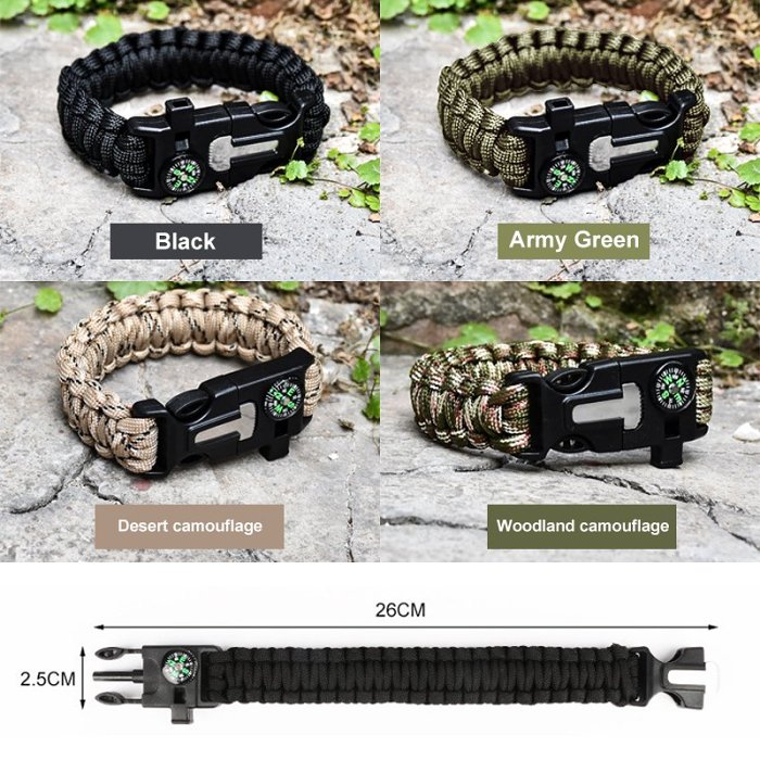 6 In 1 Multi-function Survival Bracelet Personalized Gifts for Him Father Team Bracelets Free Shipping