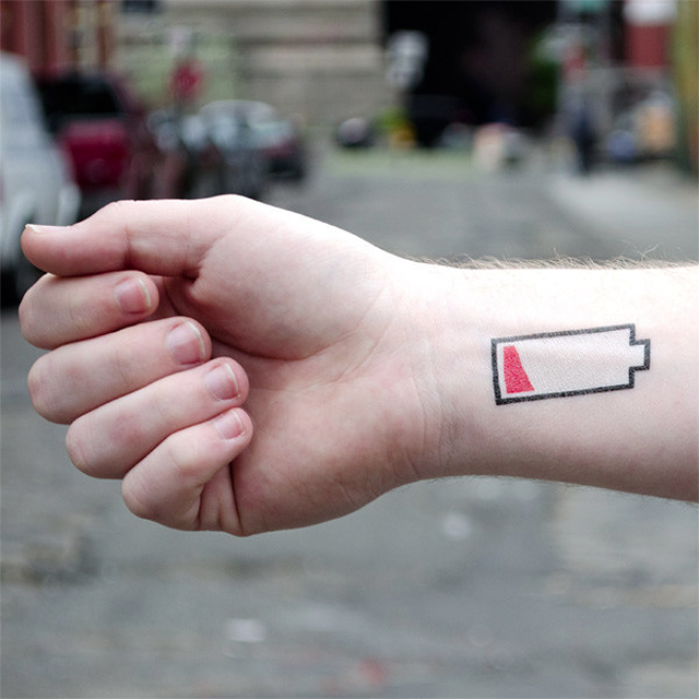 Low Battery Temporary Tattoo