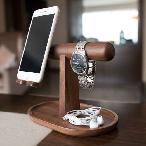 Wood Organizer for Phone Watch and Jewelry
