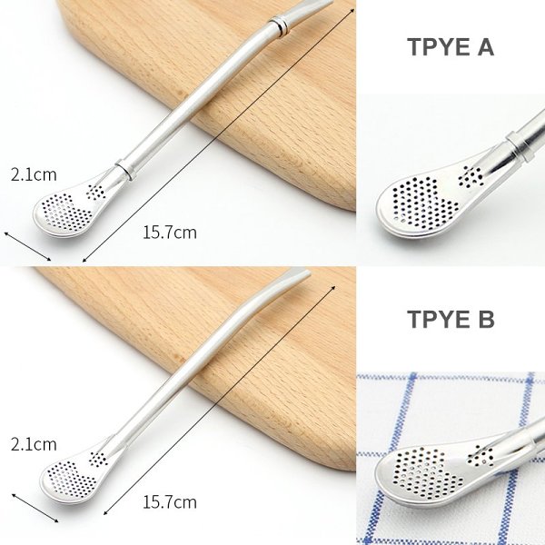 Stainless Steel Spoon Straw 2Pcs