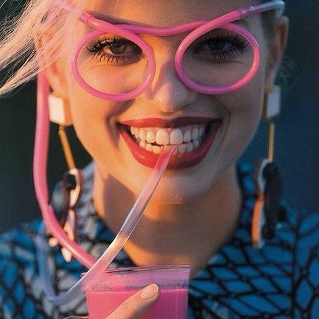 Neon Drinking Straw Sunglasses