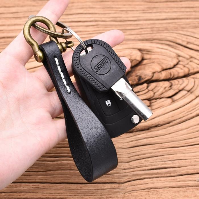 Handcrafted Leather Strip Keychain