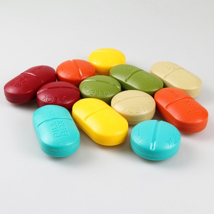 Pill Box Pill Organizer Medication Travel Container Vitamins Fish Oil Box