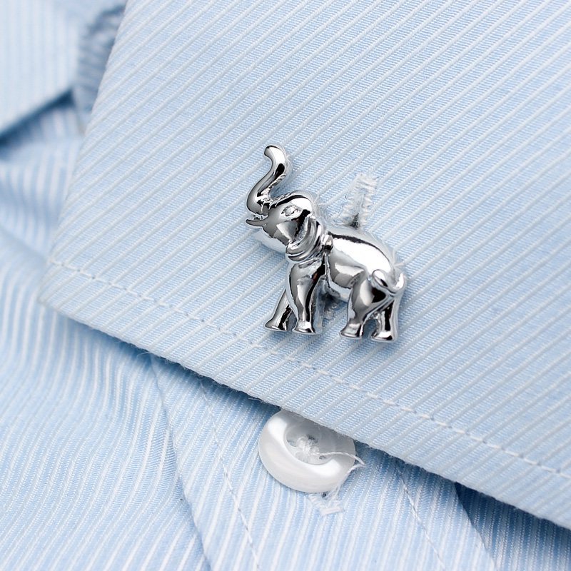 Men Elephant Design Shirt Cufflinks With Velvet Bag TZG Brand Cuff Links 