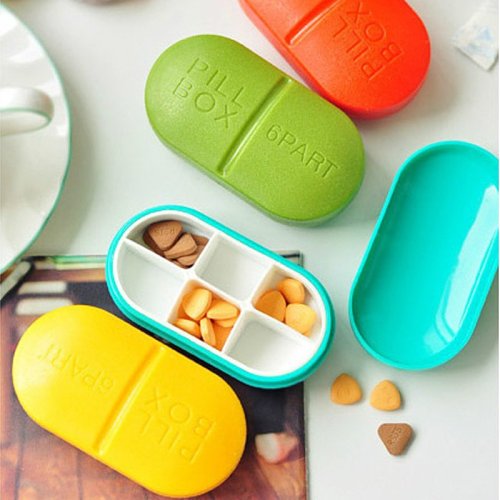 Pill Box Pill Organizer Medication Travel Container Vitamins Fish Oil Box