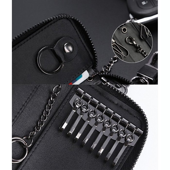Woven Leather Key Wallet