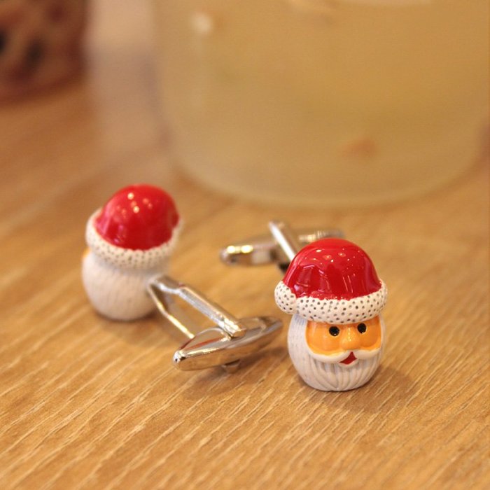 Santa Claus & Red Gloves Cufflinks Christmas Gifts for Father Him