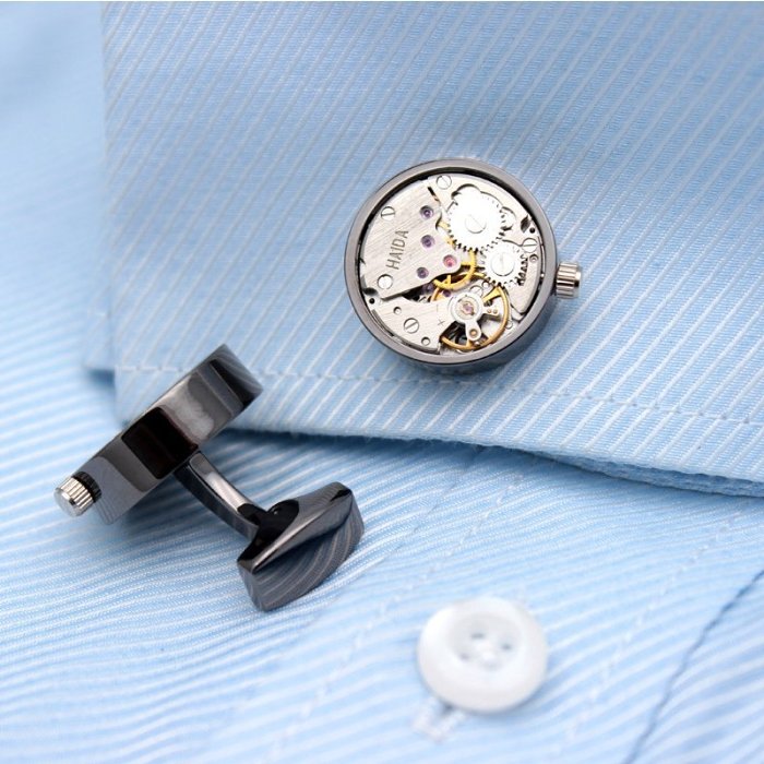 Automatic Watch Engine Cufflinks Steampunk Style Jewelry for Men