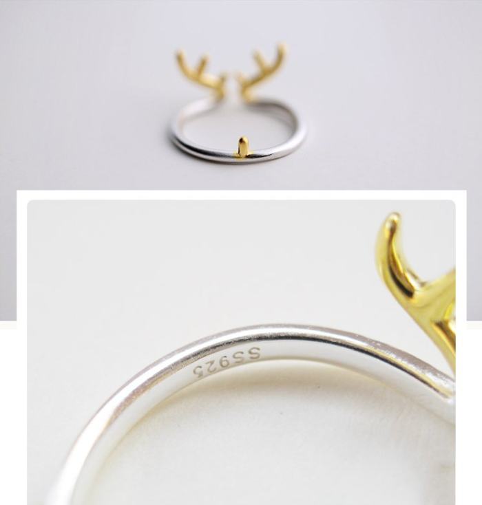 Silver Reindeer Horn Ring