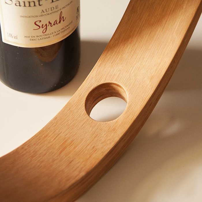 Gravity Bamboo Bottle Holder Bent Bamboo Wine Bottle Stand Home Decor Gadgets Gift for Father Him : Veasoon