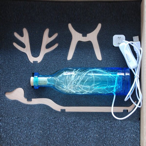 Wooden Deer Bottle Lamp