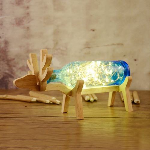 Wooden Deer Bottle Lamp