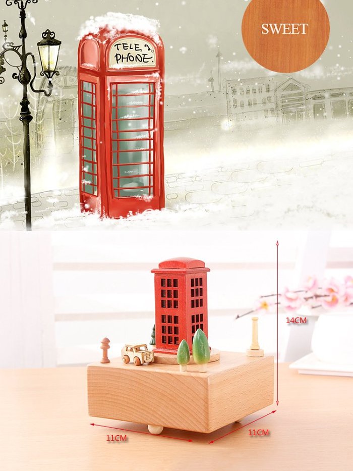 Red Telephone Booth Music Box