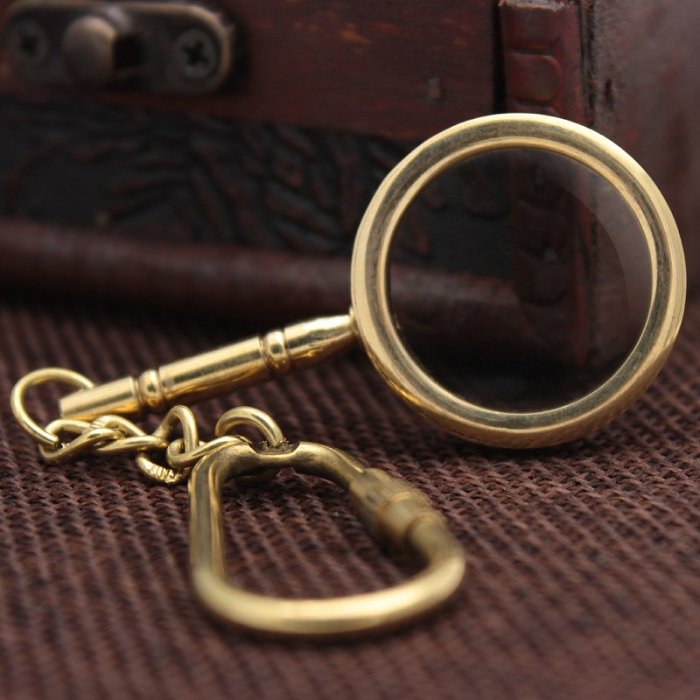 Steampunk Brass Magnifier Keychain