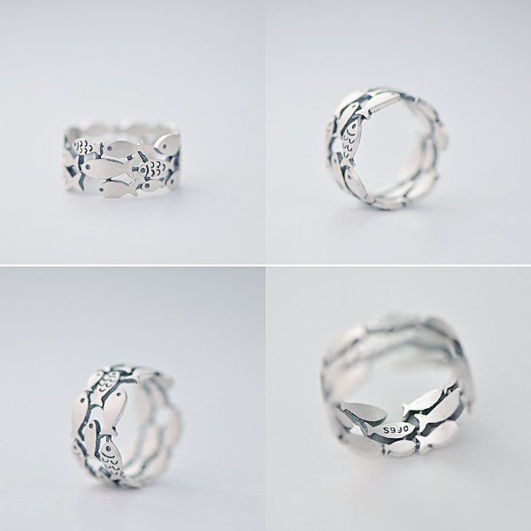 990 Silver Fish Ring Gift for Women Girls Free Shipping
