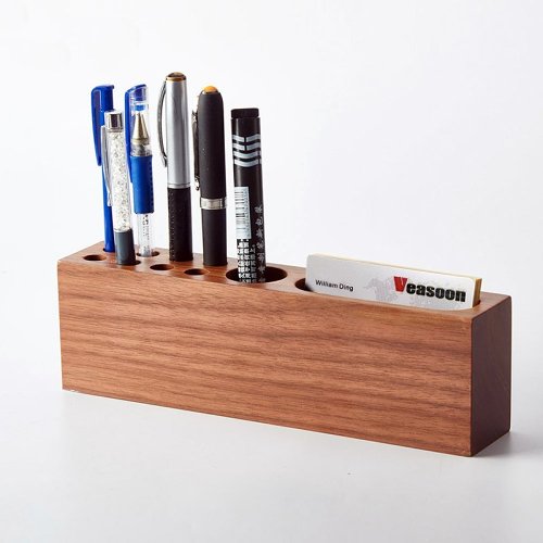 Personalized Wooden Pen Container 10 Slots Desk Organizer