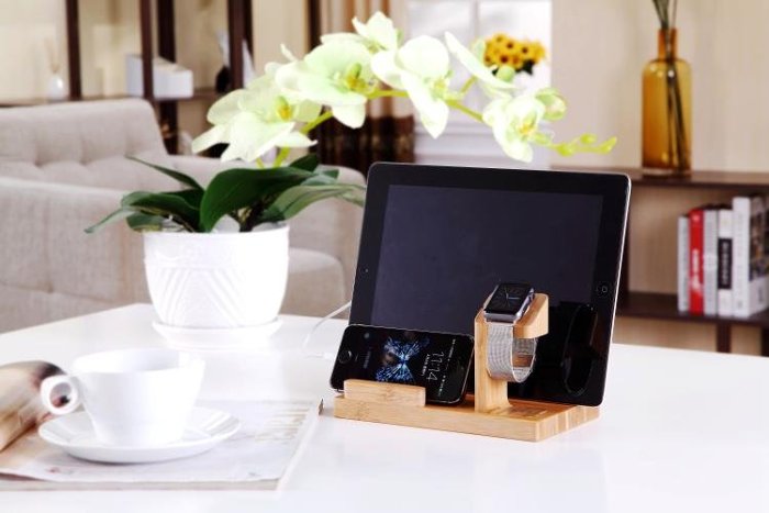 Clearance Sale Bamboo Docking Station With 4 USB Port