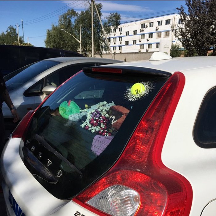 Tricky Tennis Ball Car Sticker