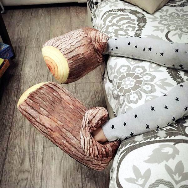 Wood Stump Slippers Winter Shoes House Slippers for Women Men Novelty Gift