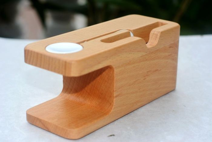 Wood and Bamboo Apple Watch Charger Holder & iPhone Holder