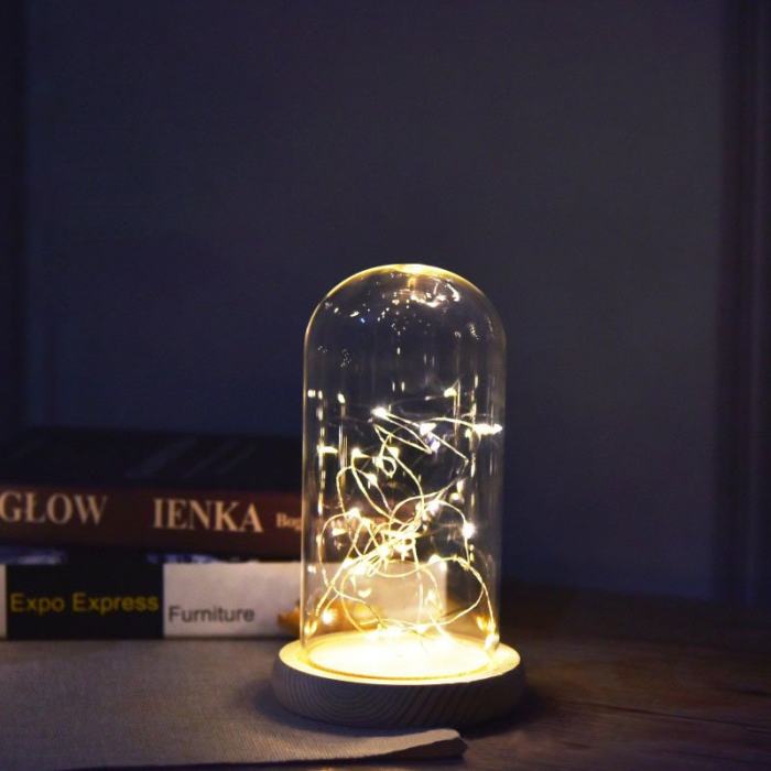 Silver Flower Glass Night Lamp