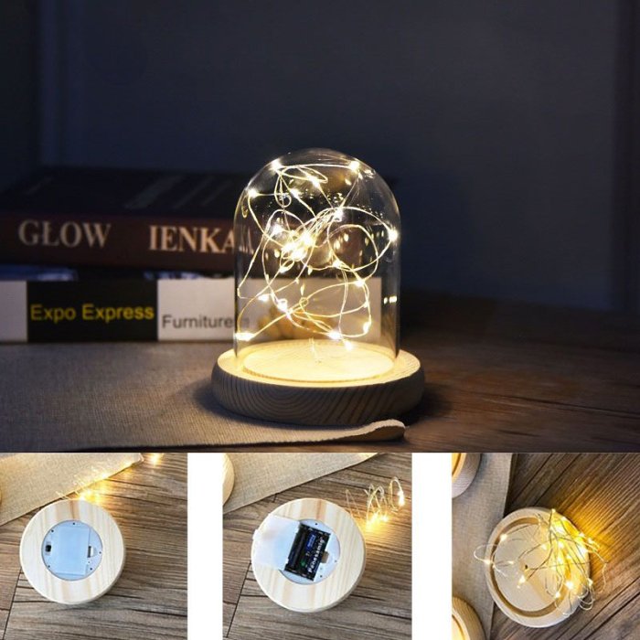 Silver Flower Glass Night Lamp