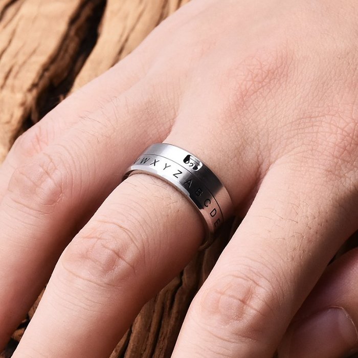 Rotatable Secret Decoder Ring Unisex Personalized Ring Jewelry