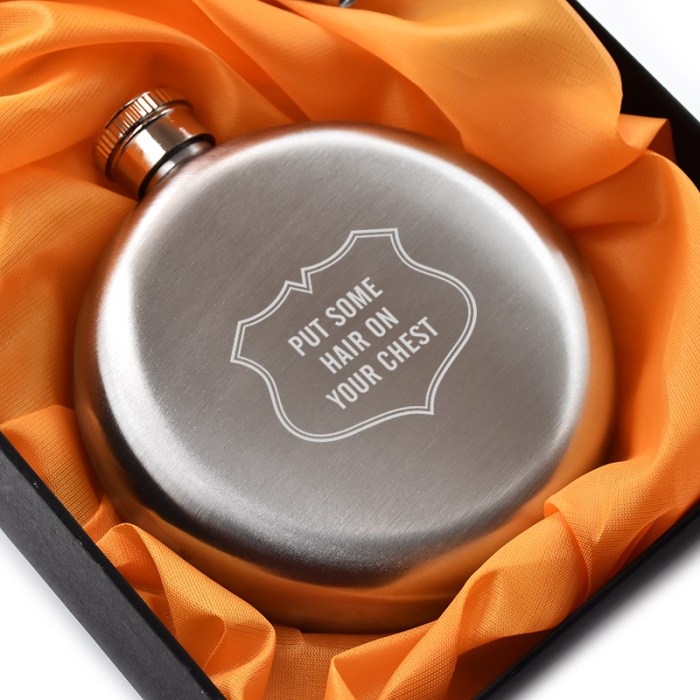 Put Some Hair On Your Chest Flask 5oz Round Hip Flask