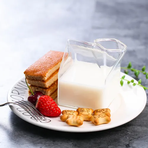 Half Pint Glass Creamer Carton Milk Tempered Glass 牛奶盒玻璃杯 우유카톤유리 ミルクカートングラス Vaso de cartón de leche
