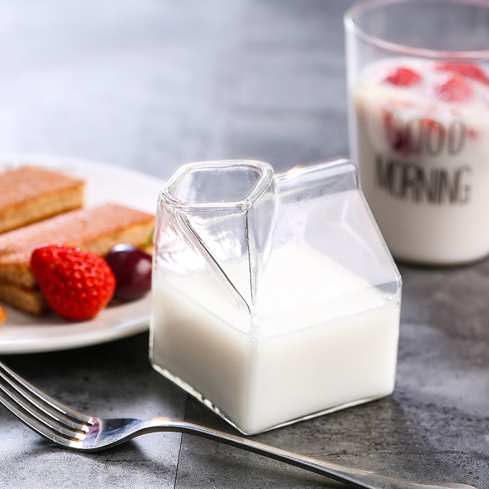 Half-Pint-Glass-Creamer-Carton-Milk-Tempered-Glass-牛奶盒玻璃杯-우유카톤유리-ミルクカートングラス-Vaso-de-cartón-de-leche