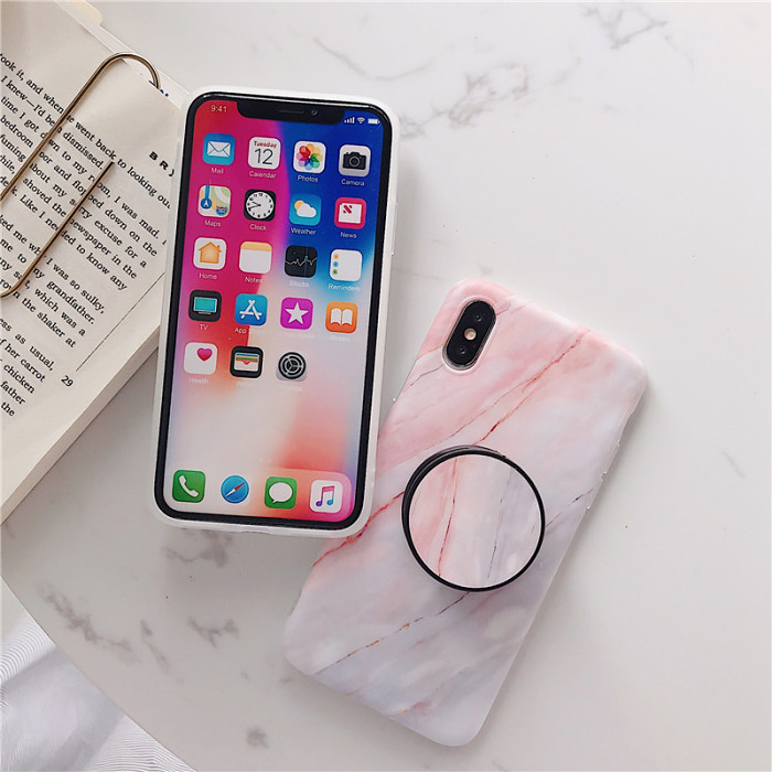 Marble Phone Case with Collapsible Grip & Stand