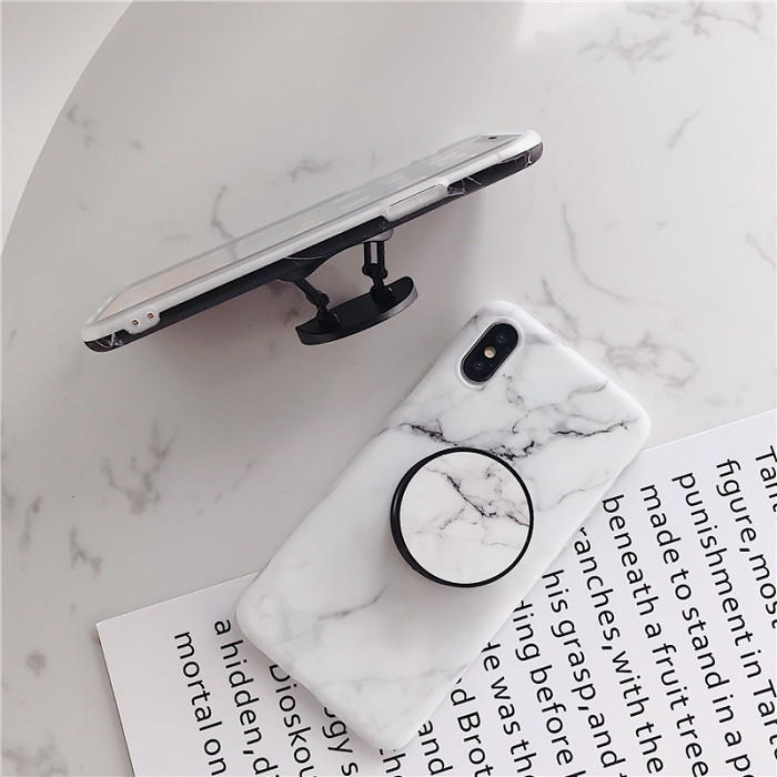 Marble Phone Case with Collapsible Grip & Stand